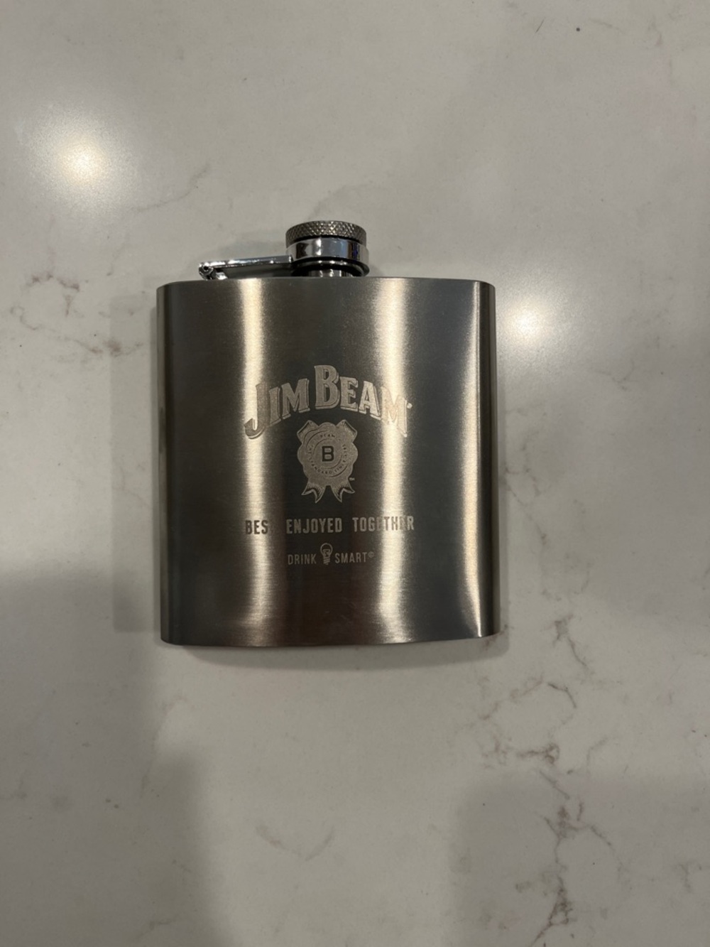 Jim Beam Branded Stainless Steel Hip Flask - Silver